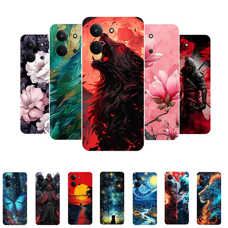 Floral Wolf Shockproof Silicone Phone Case - Soft TPU Cover