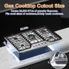 Efficient 30" Gas Cooktop 5 Sealed Burners Italian SABAF Design 304 Stainless Steel Knob Control Dual-Use Grill Pan Safety 5