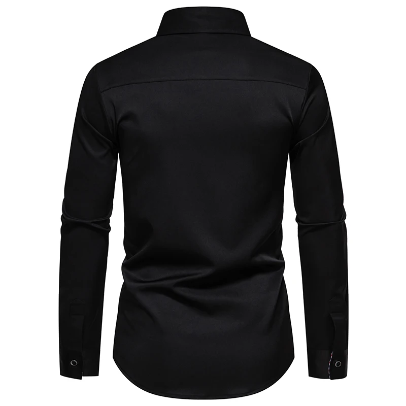 Description Picture 4 of itemSpring Fashion Plaid Color Block Shirt Men New Arrival Solid Long Sleeve Dress Shirts Casual Male Business Social Office Shirt