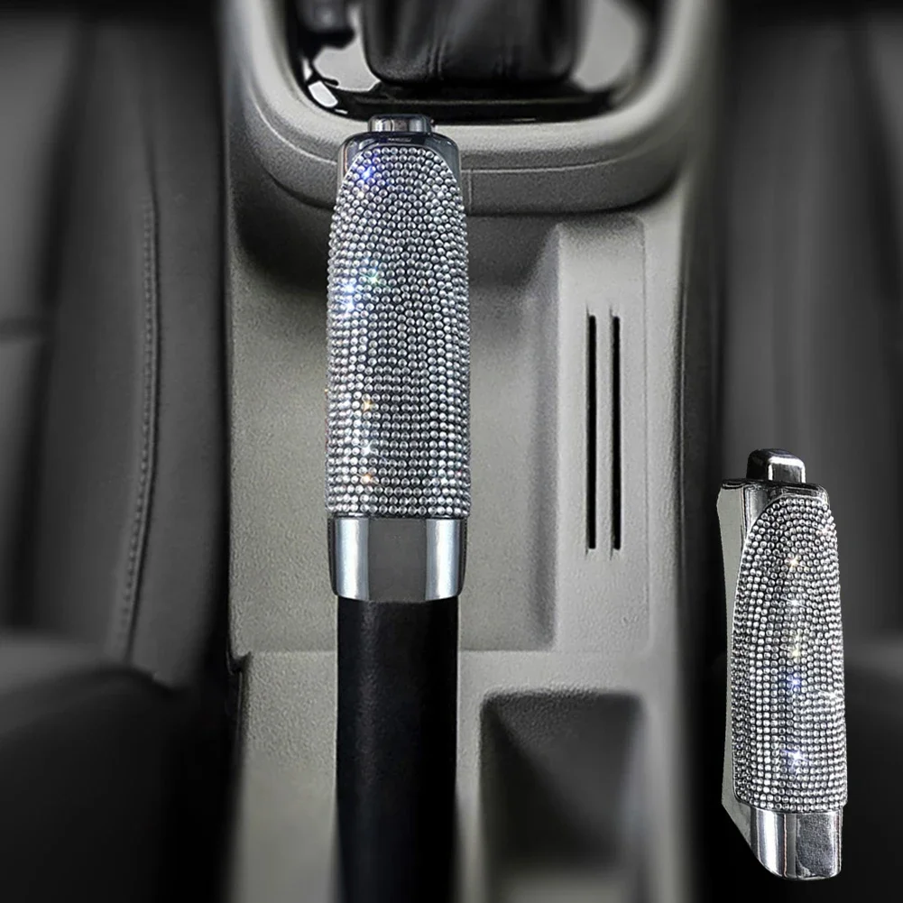 Hand Brake Cover Gear Head Cover Universal Crystal Car Handbrake Covers Anti-slip Auto Gear Shift Collars Bling Diamond Car Interior Accessories for Woman