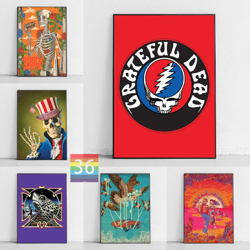 Grateful-Dead Band Artwork Poster Canvas Printing Music Rock Band Wall Art Decor Fans Gift Home Living Room Bar Band Wall Decor