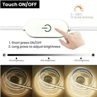Super Bright USB DC 5V COB LED Strip Light 1m 2m 3m 4m 5m With Hand Scan/ Dimmable Touch Sensor Switch/ Push Switch 320LEDs/m 2