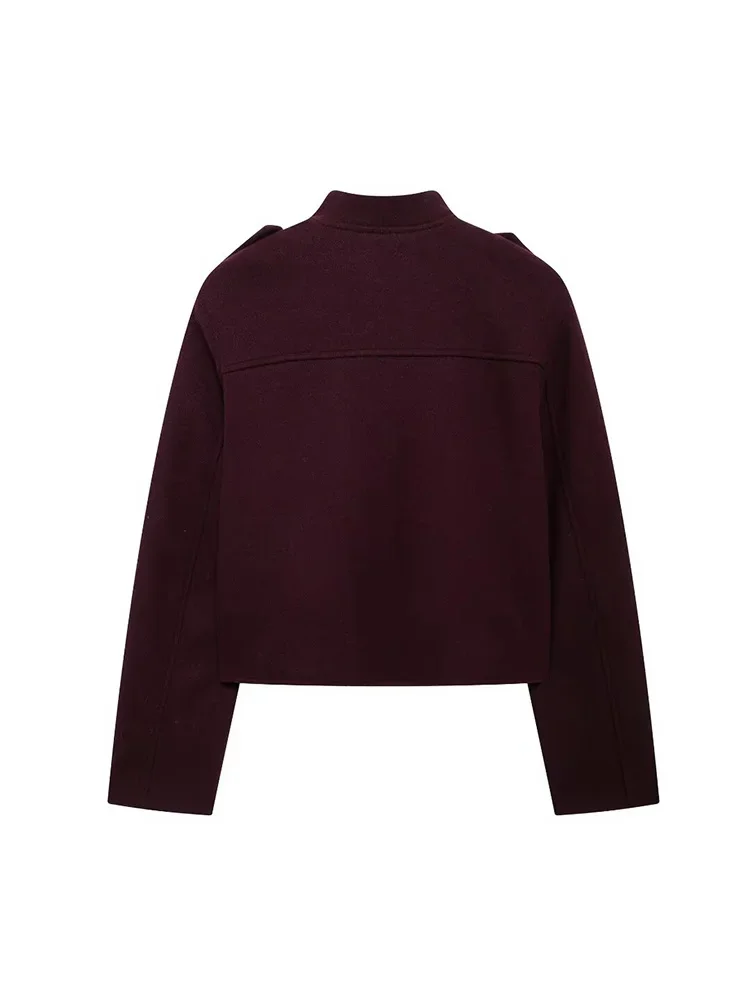 Willshela Women Fashion With Pockets Solid Single Breasted Jackets Vintage O-Neck Long Sleeves Female Chic Lady Outfits 2