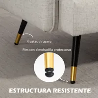 Современный 2-местный диван для гостиной с 4 подушками, подлокотниками и стальными ножками, нагрузка 240 кг, 139X68X80 см, кремовый — изображение 5