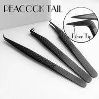 Fiber Tip False Lash Tweezers For Eyelash Extensions Black tweezer perfect close tip of tweezer for eyelashes 1