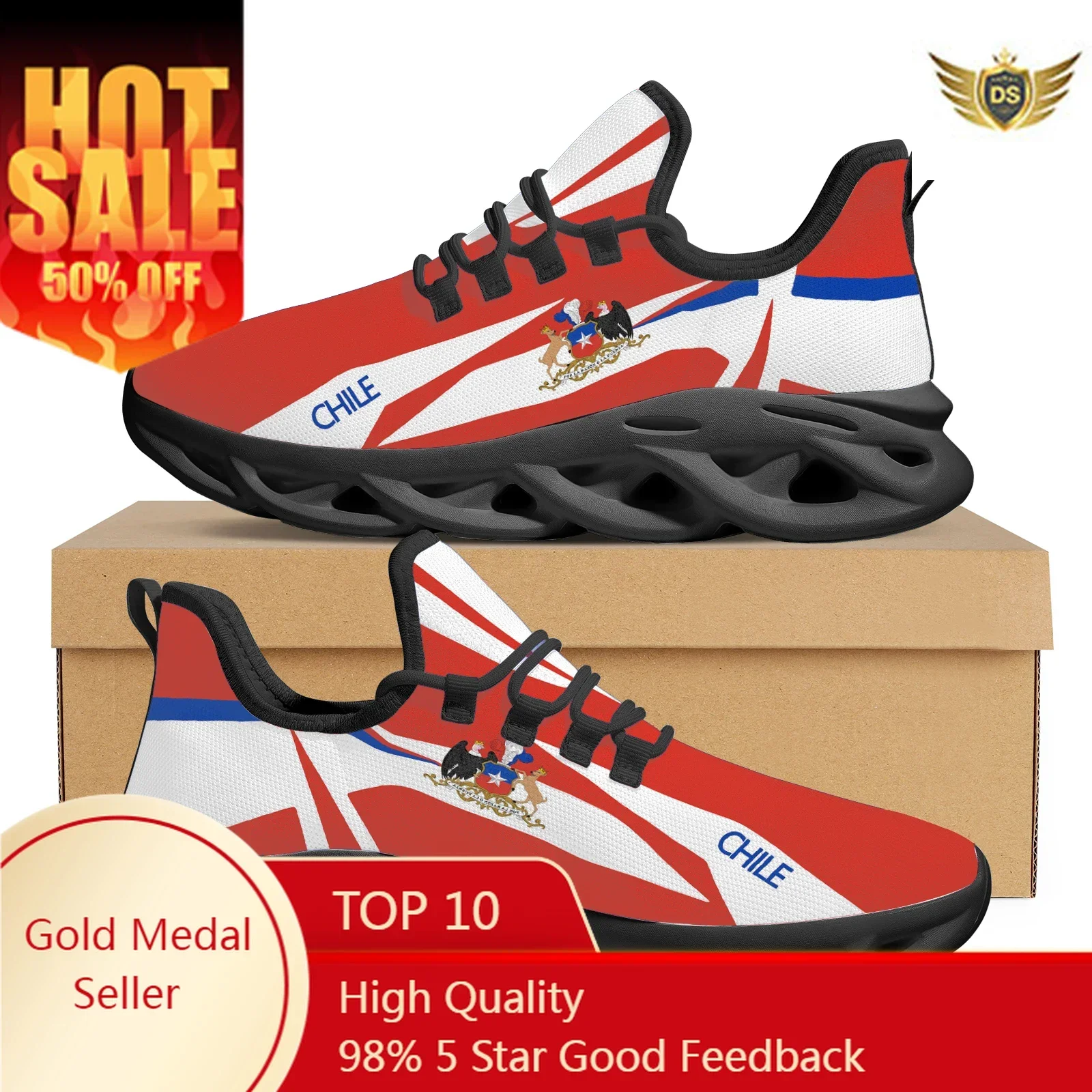 Chile Flag Brand Design Mesh Sneakers Andean Eagle Print Platform Vulcanized Shoes Comfortable Lightweight Running Shoes Zapatos