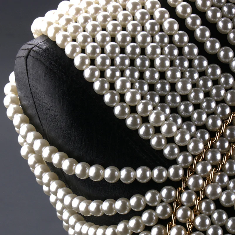 Handgefertigte modische mehrschichtige Perlenkette, Boho-Chic, Schulterkette, Schal-Accessoire, personalisiertes, perlenbesetztes, stilvolles Accessoire – Detail 8