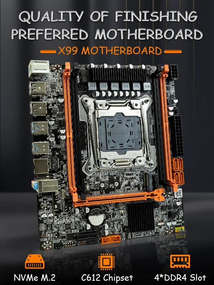 Description Picture 6 of itemASL X99 Motherboard LGA 2011-3 C612 Chipset Support Intel Xeon E5 V3 V4 CPU SATA/NVME M.2 Slot Optional 8GB 2400MHz DDR4 RAM