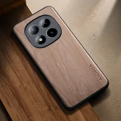 Stylish Premium Wooden Pattern PU Leather Phone Case Cover for Note 14 4G (Beige)