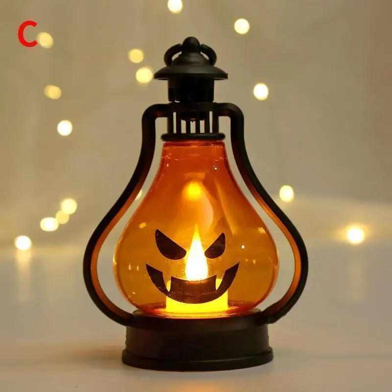Horror Halloween LED Wind Light Portable Pumpkin Ghost Lantern Bar Desktop Ornament Halloween Decor Props Party Supplies