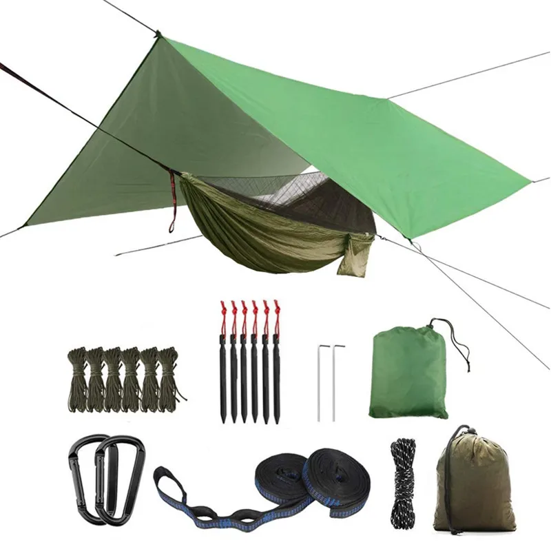 Camping Hammock with Bug Net and Rainfly Tarp 118x118in Portable Waterproof UV Protection Tent for Indoor Outdoor | Мебель