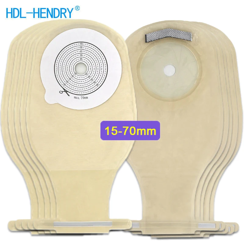 【Free 10pc Film Tape】HDR 10 Pcs ostomy Bags 70mm with Clips Carbon Filter Single Side Non-woven Stoma Bags Ostomy bags for Stoma