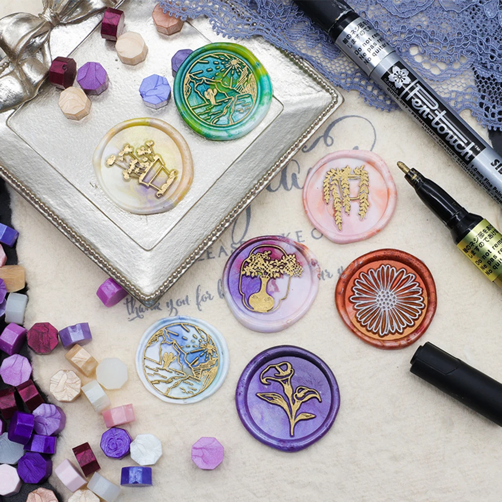 Description Picture 6 of item100PC Retro Sealing Wax Stamps Octagon Wax Beads Scrapbooking Materials Envelopes Wedding Birthday Party Invitation Decor Stamps
