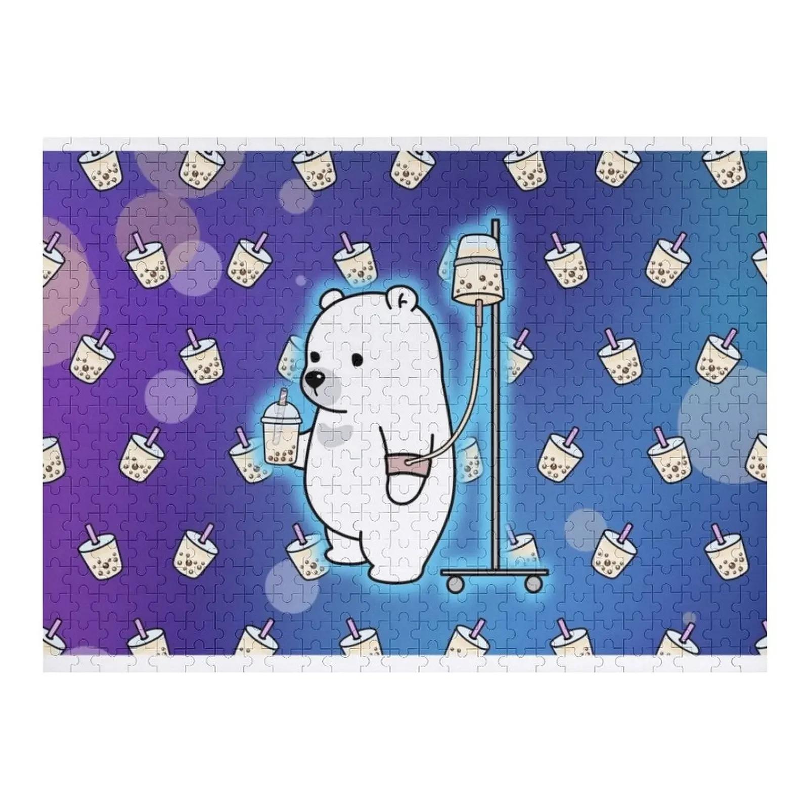 

Boba Space Bear with Boba Background Jigsaw Puzzle Toddler Toys Wooden Name Custom Personalized Custom Wooden Name Puzzle