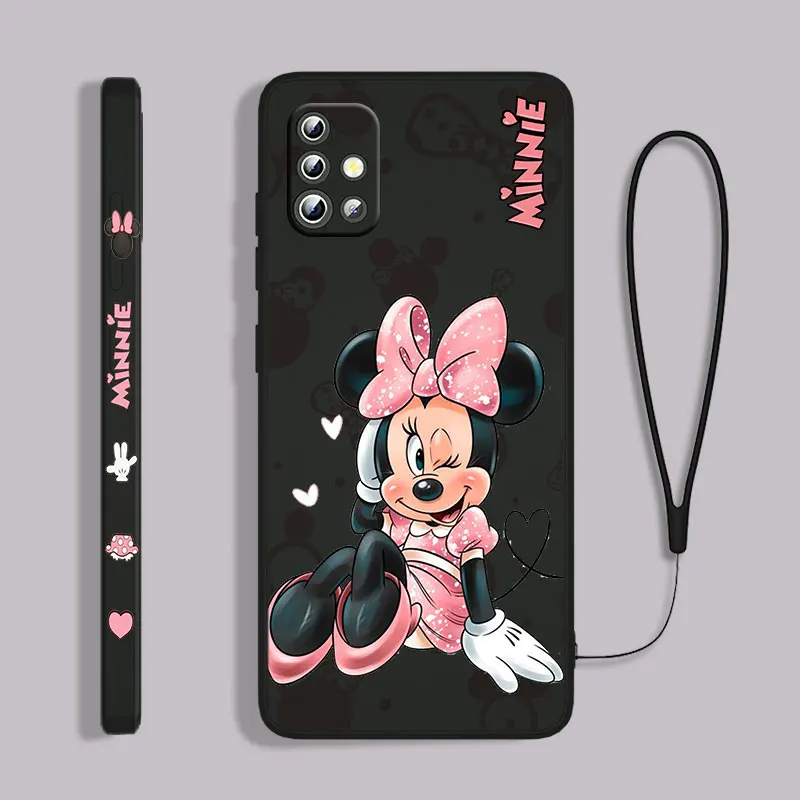 thumbnail image 1 of Mickey Minnie Pink For Samsung Galaxy A73 A53 A33 A52 A32 A22 A71 A51 A21S A03S A50 4G 5G Liquid Left Rope Phone Case, 1 of 5