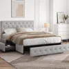 Yaheetech Queen Bed Frame with Adjustable Diamond Button-Tufted Headboard/3 Drawers Storage, Queen Platform Bed/Strong Wooden Sl 3
