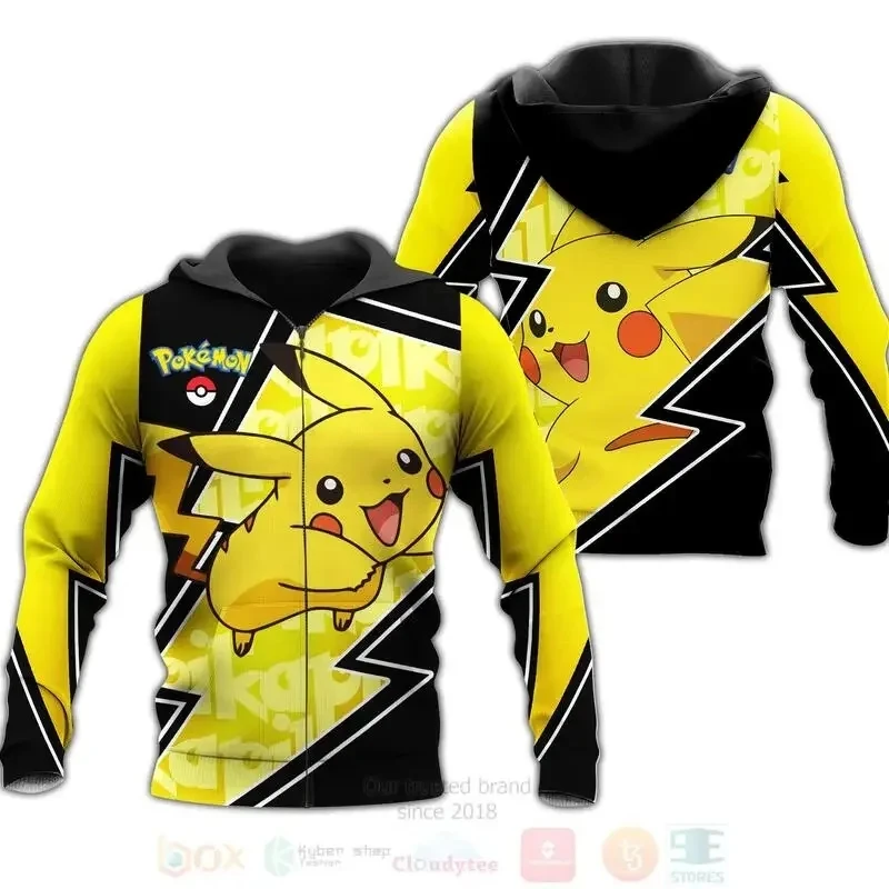 

3D Men's and Women's Hoodie Anime Pok é mon Pikachu Print Leisure Sports Shirt Harajuku Zipper Adult Children's Jacket