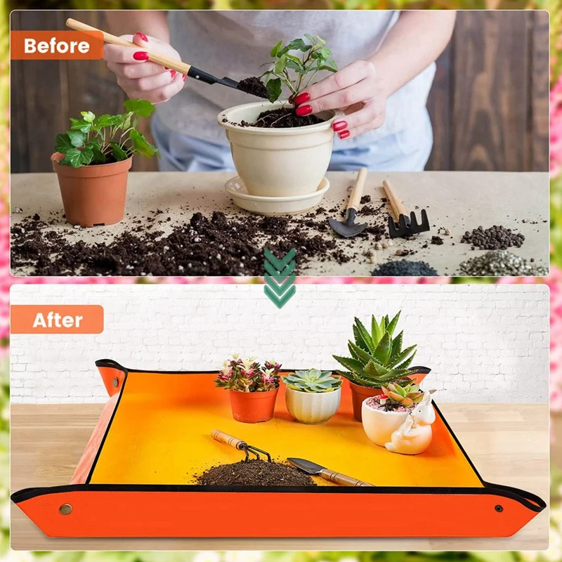 

3PCS Repotting Mats Orange&Yellow PE For Indoor Plant Transplant Control Mess Best Gardening Gift For Plant Lovers