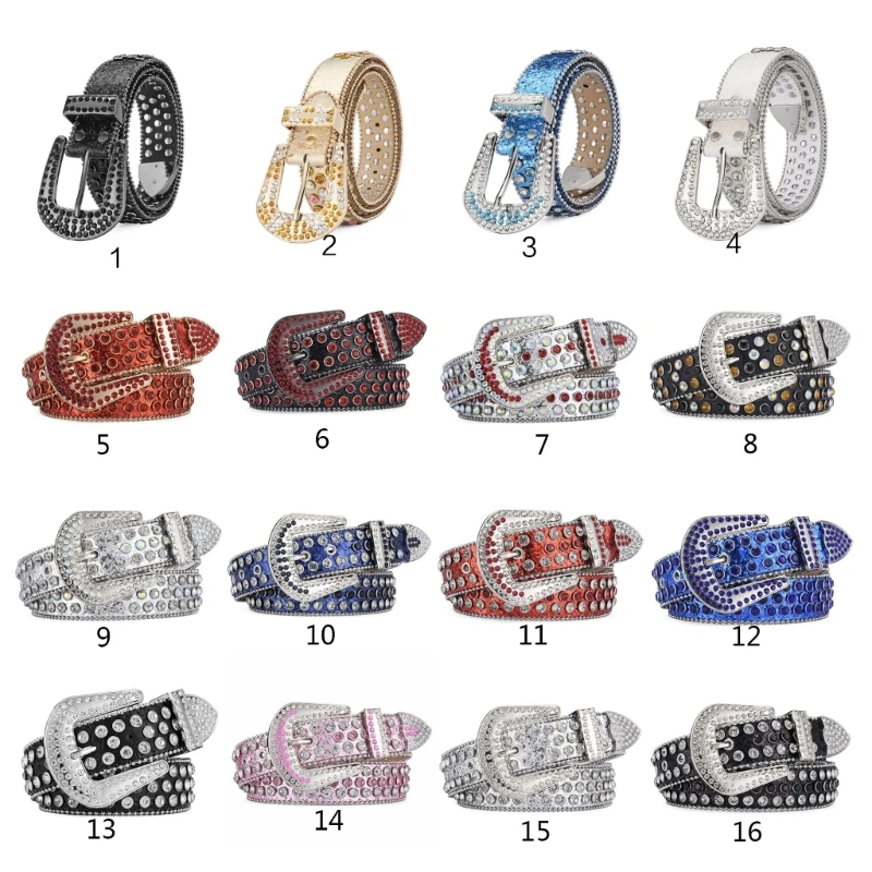 Texwood men's casual and sports wear store, summer beach clothes, men's leather fashion, jewelry, sunglasses Shinning for rhinestone Belts Women PU Leather Western Y2K Girls Belt for Jeans Men