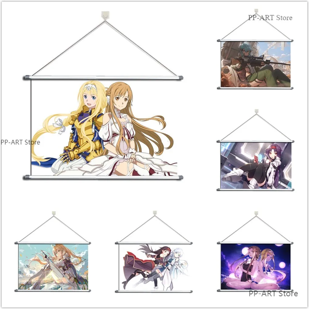 Canvas Painting Sword Art Online Konno Yuuki Asuna Alice Zuberg Leafa Sinon anime Wall Poster Picture for Living Room Decor | Дом и сад