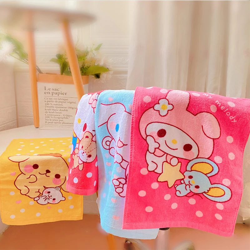 

Hello Kitty Anime Kawaii Sanrio Children Cotton Towel Cute Cartoon My Melody Student Household Face Towel Gifts for Girls