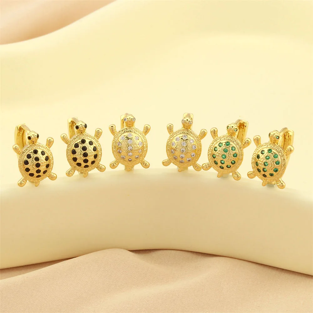 Cute Sweet Animal Stainless Steel Copper Enamel Zircon 14K Gold