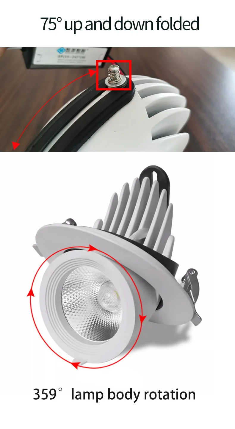 Description Picture 5 of itemCOB elephant trunk lamp led wall washer spotlight embedded ceiling lamp household adjustable angle anti-glare downlight store co