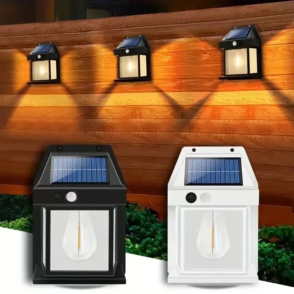 Solar Tungsten Night Lamp Wall Lantern with 3 Lighting Modes Waterproof