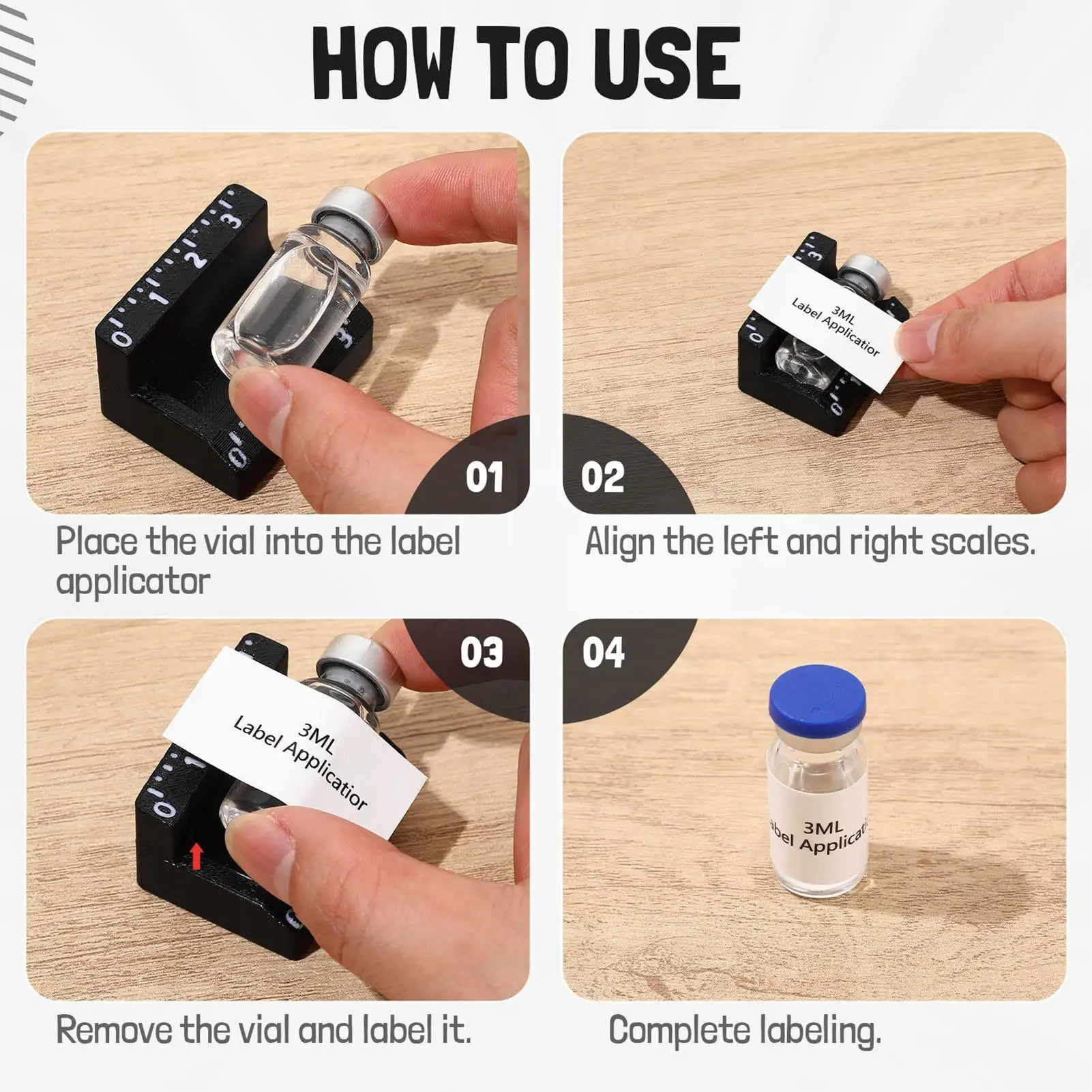 Precision Reusable Label Applicator for Small Bottles and Containers