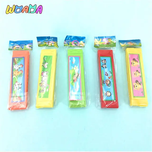 Kids Early Educational Music Learning Toy Wood Plastic Harmonica Fun Double Row 16 Holes Musical Toy Harmonica Random Color 5
