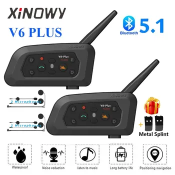 XINOWY V6 플러스 오토바이 헬멧 블루투스 헤드셋 인터콤 1200M 인터폰 커뮤니케이터 방수 6 라이더