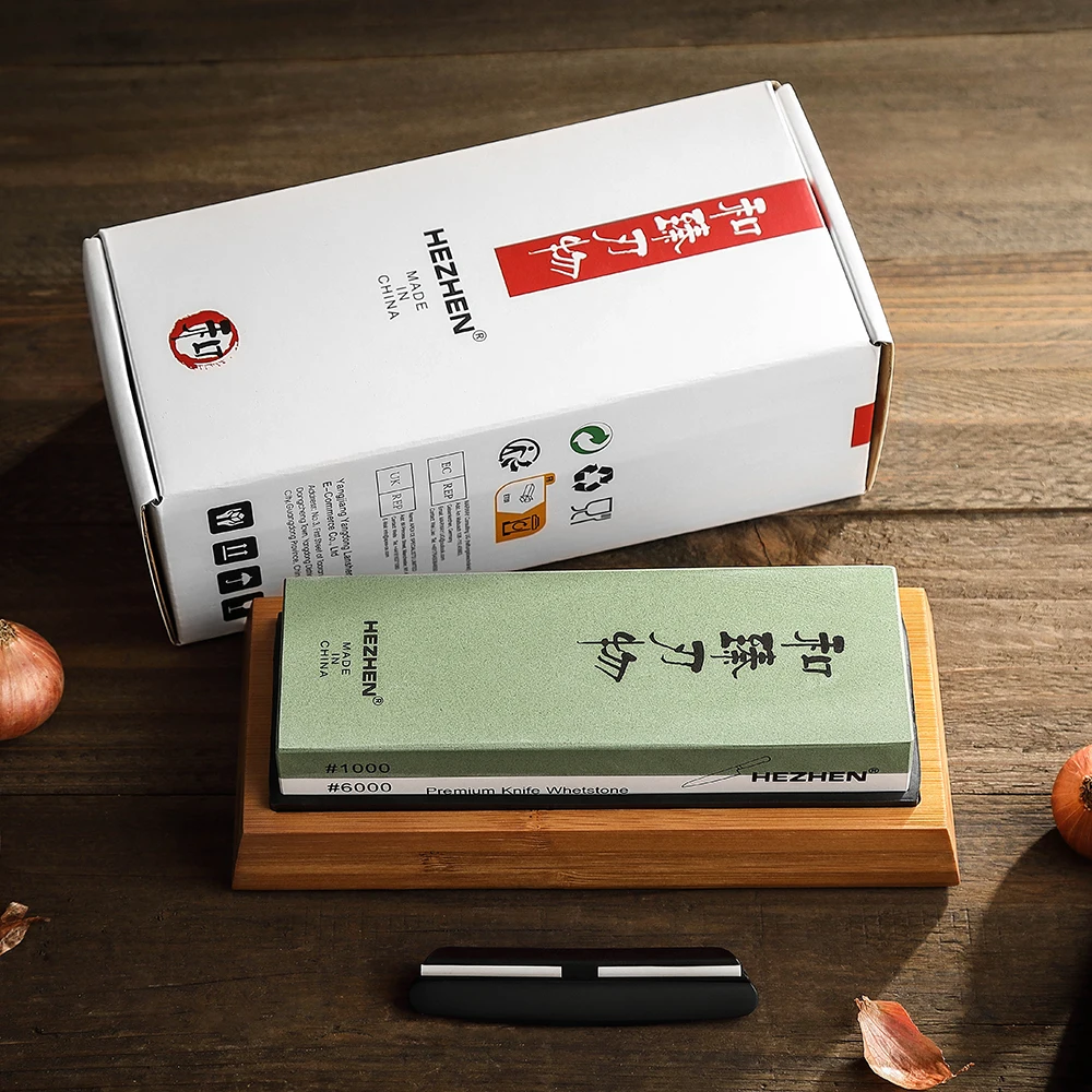 HEZHEN 주방 나이프 다이아몬드 연마 표면 숫돌 연마기, 앵글 가이드 포함 주방 연삭 도구