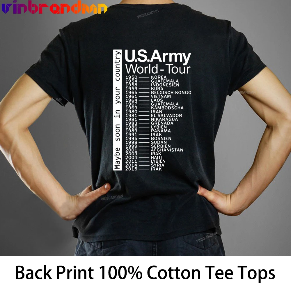 War time T Shirts The US Army World Tour T Shirt Men Letter