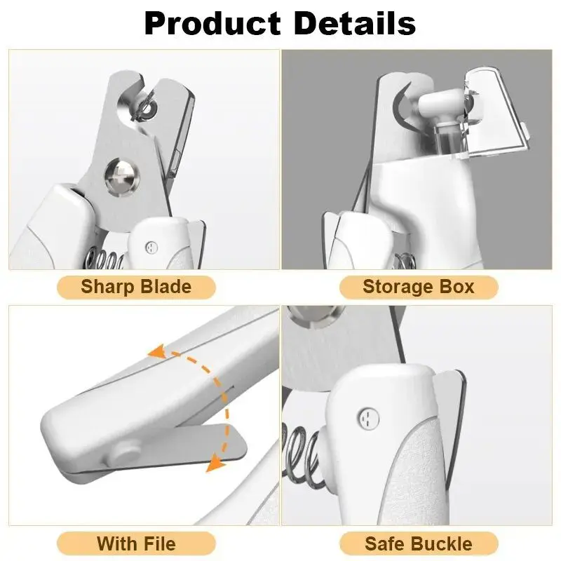Pet Nail Clippers with Light For Dogs and Cats Rechargeable Precision Blades LED Light