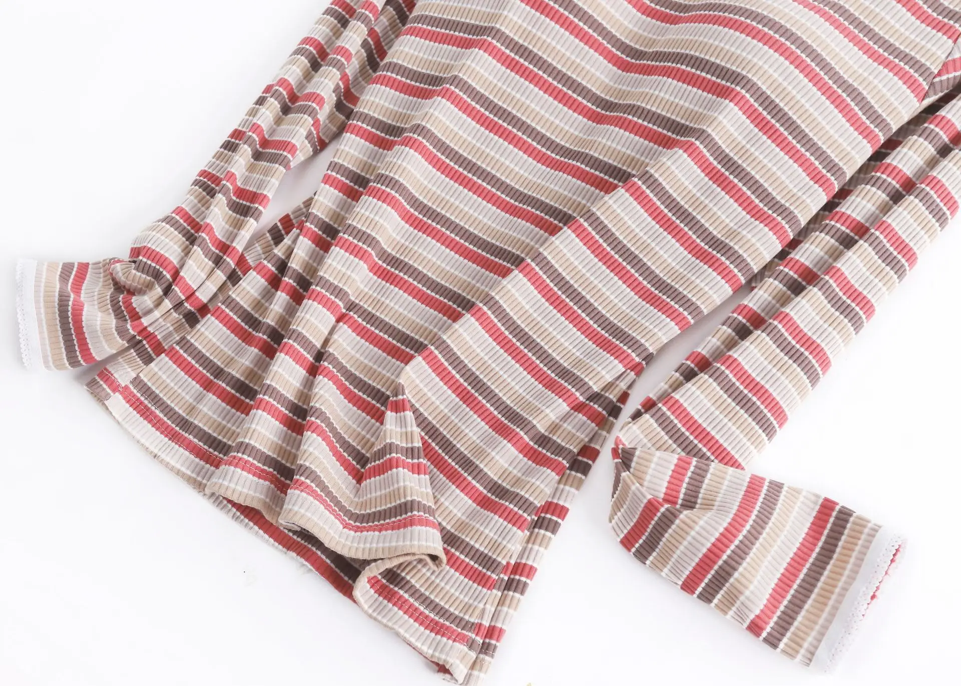 Mode Gestreiften Langarm Hosen Set Baumwolle Brust Pad Hause Tragen Anzug Frühling Herbst Nachtwäsche Frauen Pyjamas Nachtwäsche – Detail 27