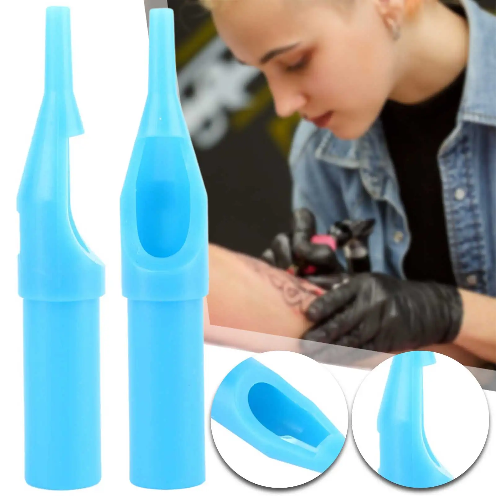 50pcs/box Blue Disposable Tattoo Tip Practical Sterile Tattoo Nozzle Nozzles For Tattooing