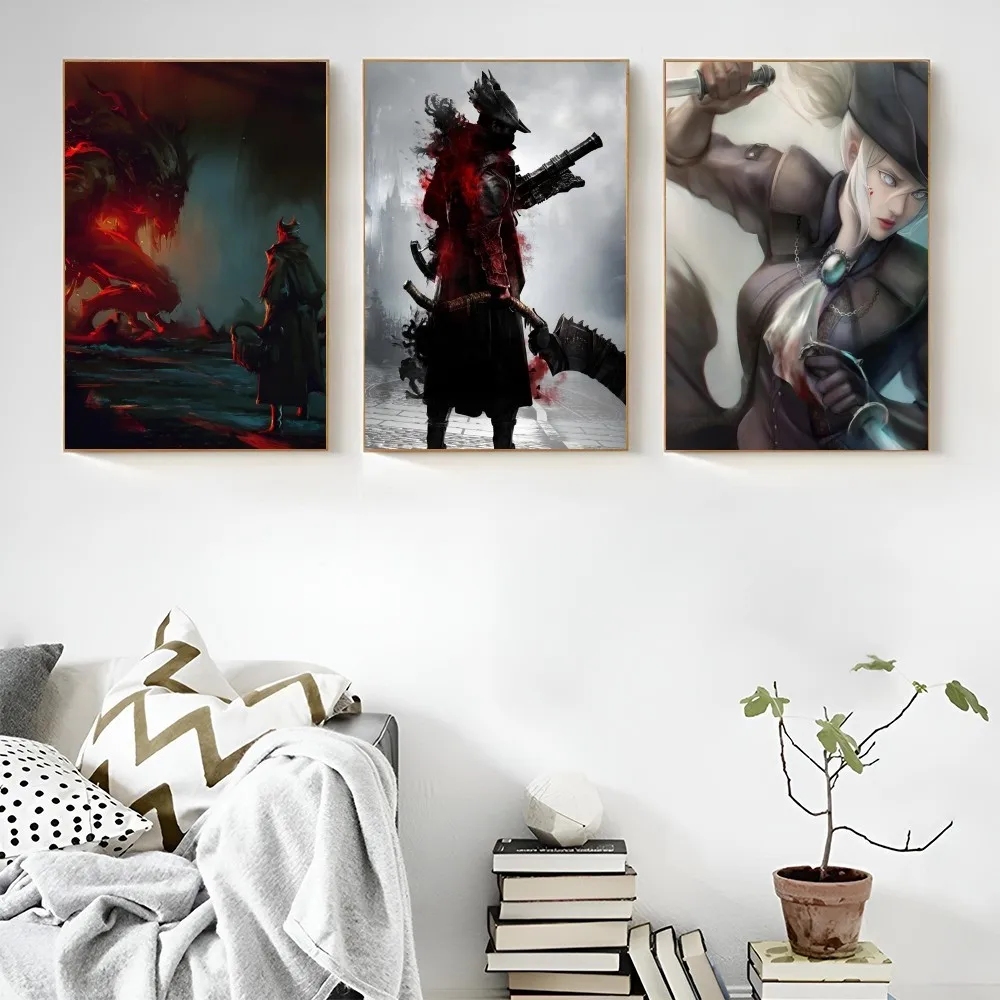 1PC Bloodborne Game Poster Self-adhesive Art Waterproof Paper Sticker Coffee House Bar Room Wall Decor