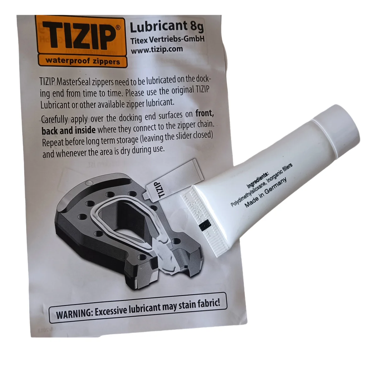 TIZIP Waterproof Zipper Care ZIP LUBRICANT 8g for Drysuit Wetsuit Diving Ortlieb Bag Canmore Bannatyne Moose Highland Bagpipe Pipes