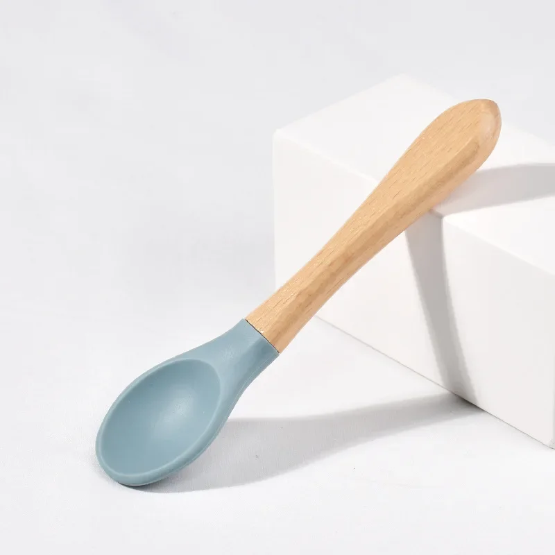 Spoons Baby Feeding Spoon Fork Wooden Handle Spoon Fork Set, Baby Plate Set - 第 20/22 張圖片