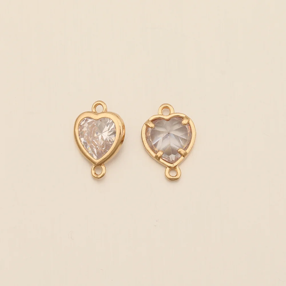 Cordial Design 10*14MM 100Pcs Jewelry Findings & Components/Rhinestone Connectors/CZ Charms/Heart Shape/Hand Made/DIY Making - cordial