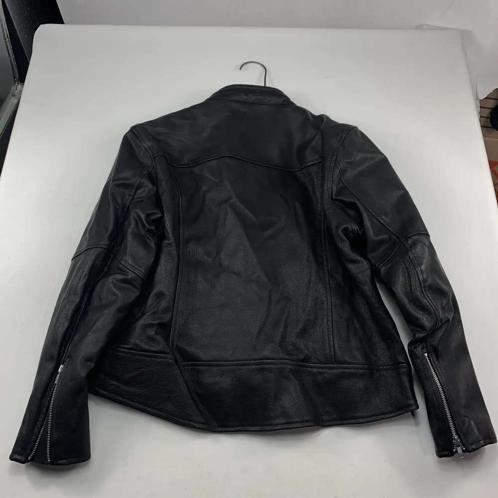 Women Leather Jacket Mossi Motorsports Apparel Insulated Black Genuine Leather Coat