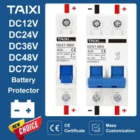 DC 12V 24V 48V 36V 72V MCB Battery Car Protector Mini Circuit Breaker DZ47 Positive And Negative Pole Protection Switch Isolator