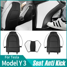 Para tesla modelo 3 modelo y assento de volta do carro anti kick almofada protetor interior da criança anti sujo couro estilo acessórios decoração