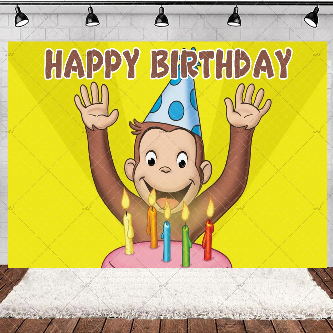 Cartoon Nette George Affe Thema Hintergrund Kinder Geburtstag Party Dekorationen Baby Dusche Liefert Foto Studio Requisiten Kind Spielzeug Geschenk – Detail 11