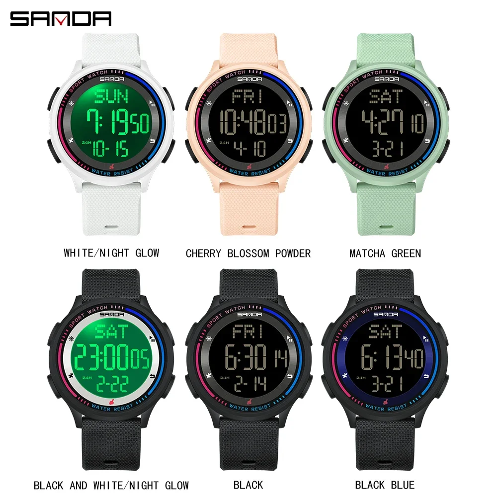 SANDA 6158 Men LED Digital Military Watch Man Sports Watches Outdoor 5Bar Waterproof Wristwatches Male Clock Relogio Masculino