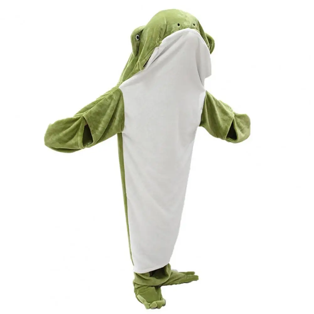 Flannel Sleeping Bag Softest Flannel Fabric Sleeping Bag Warm Cozy Cartoon Frog Hooded Blanket for Travel
