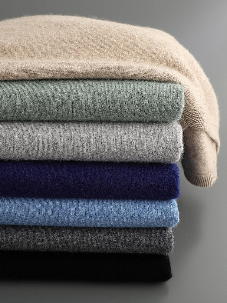 Yoyoselect High Quality Autumn Winter Men Cashmere Sweater V-neck Smart Casual Pullover 100% Cashmere Knitwear Luxury Soft Tops 6