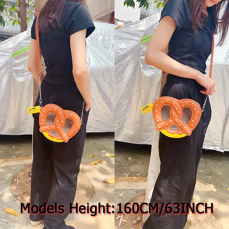 Novel Pretzel Bread Design Shoulder Bag for Women Small Food Shape Crossbody Bag Girls Cute Purses and Handbags Novelty Clutch 4