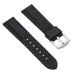 Silicone Rubber Watch Strap - Soft and Comfortable Replacement Band - 26mm (Black blue)