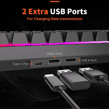 RK Royal Kludge RK837 Mechancial Keyboard 68 Keys 65% Compact 2.4G Wireless Bluetooth Gamer Keyboard RGB Backlight Hot Swappable 5